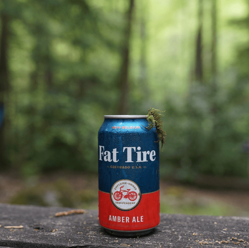 Fat Tire can in green nature environment
