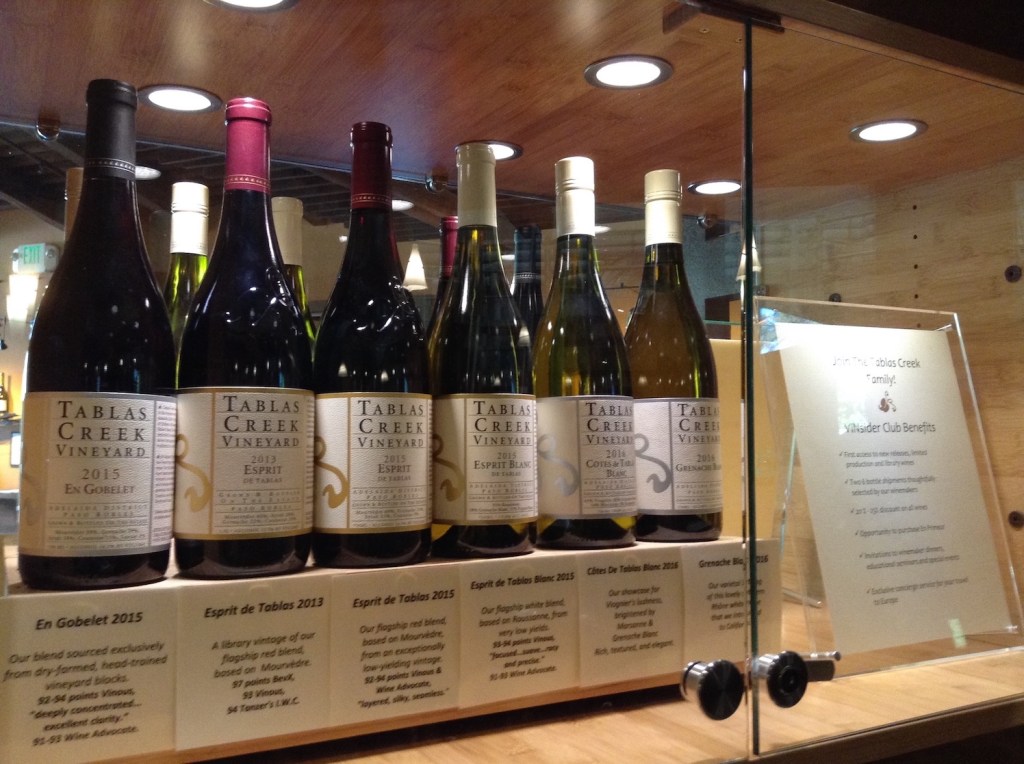 wine bottles on display