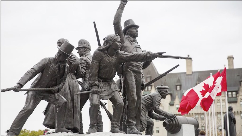 the bronze statue in ottawa recognizing the contribution of many people during the war of 1812